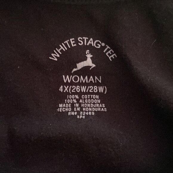 White Stag Women's Black V-Neck T-Shirt Plus Size 4X Short Sleeve Casual Tee - Picture 3 of 3